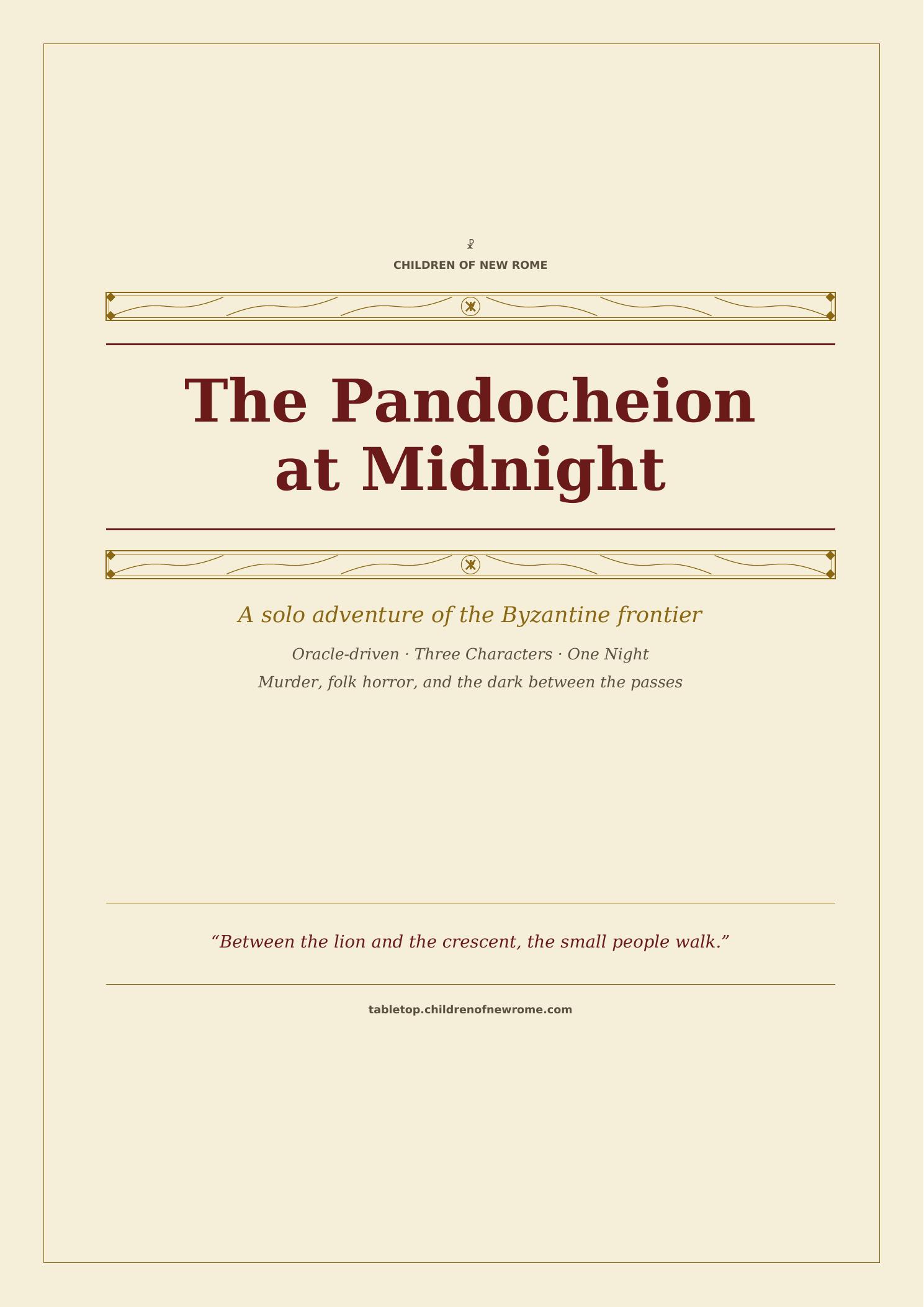 Pandocheion at Midnight — cover of the free single-player PDF